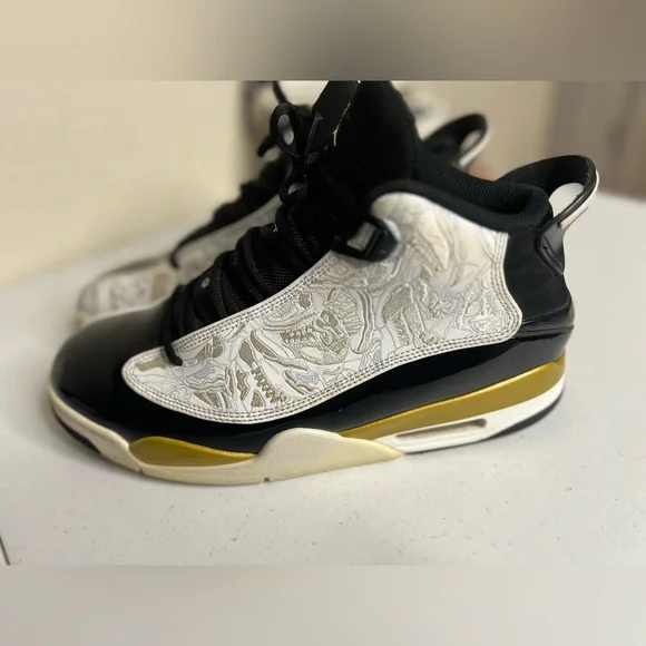 Nike Jordan Dub Zero Black and White Gold Trim 311046-005 Size 11 Sneakers Shoes - Picture 5 of 8